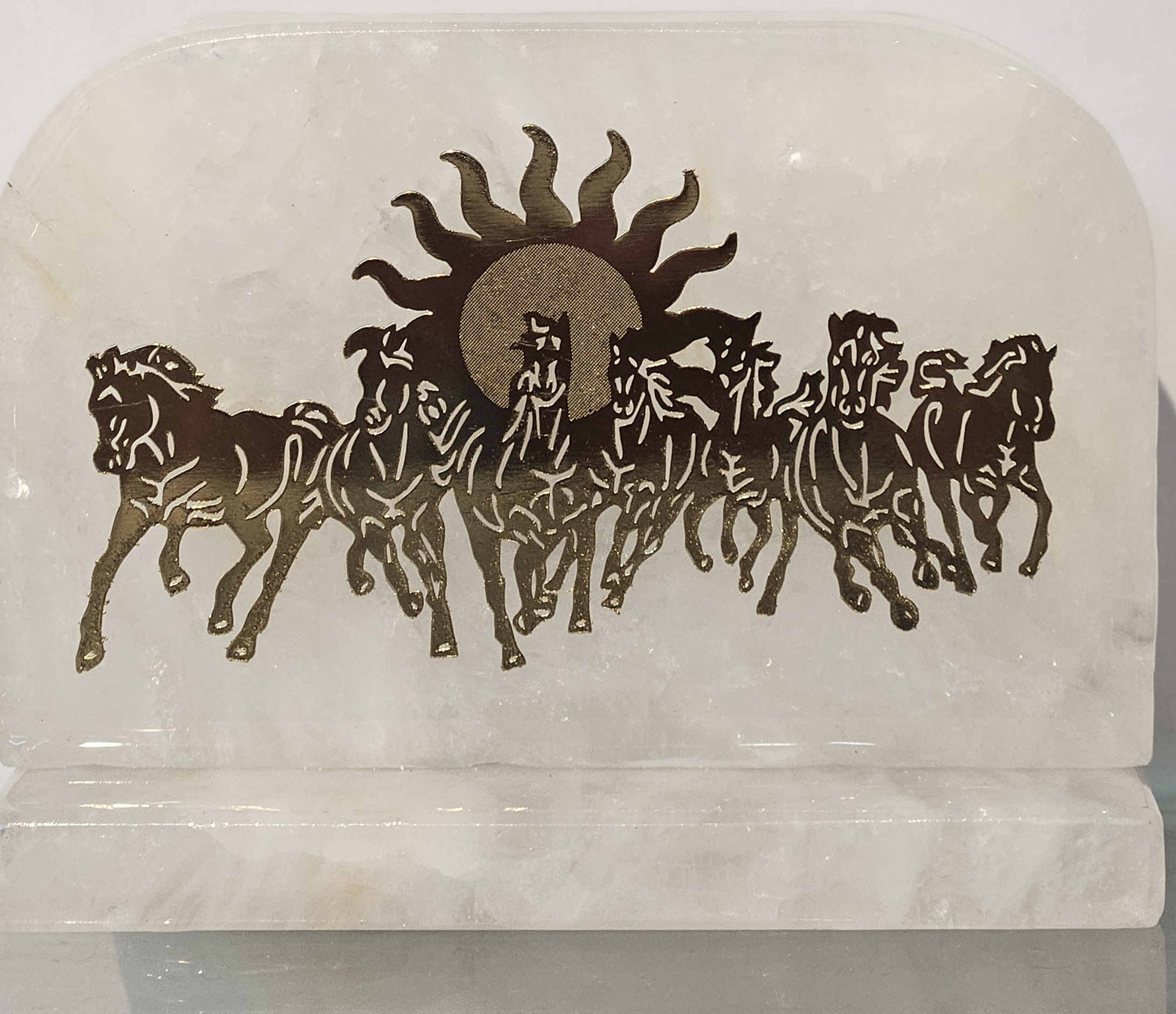 Decorative Seven Horses Imprint on Quartz Crystal view 2