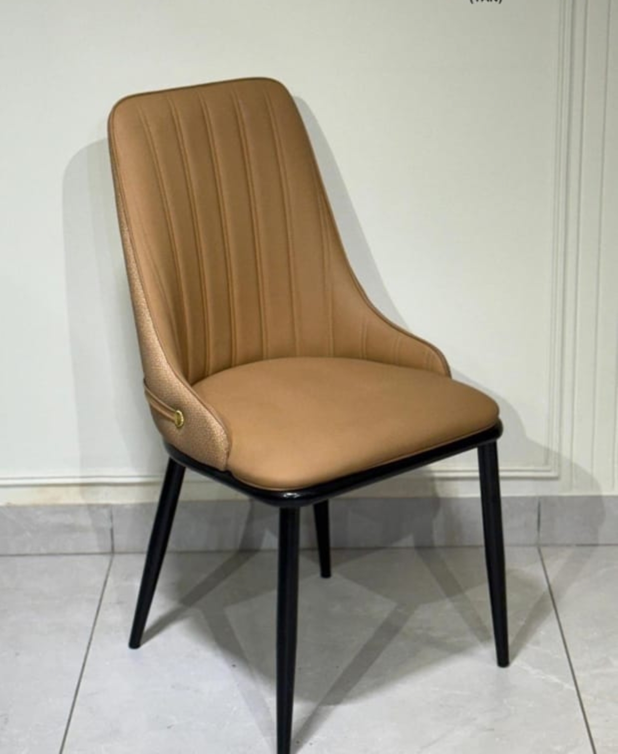 Tan Upholstered Chair view 2