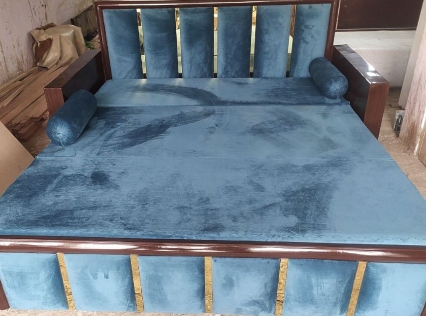 Blue Velvet Sofa Cumbed view 2