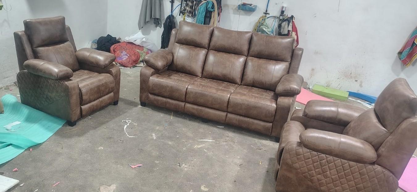 Brown Leather Sofa Set view 2