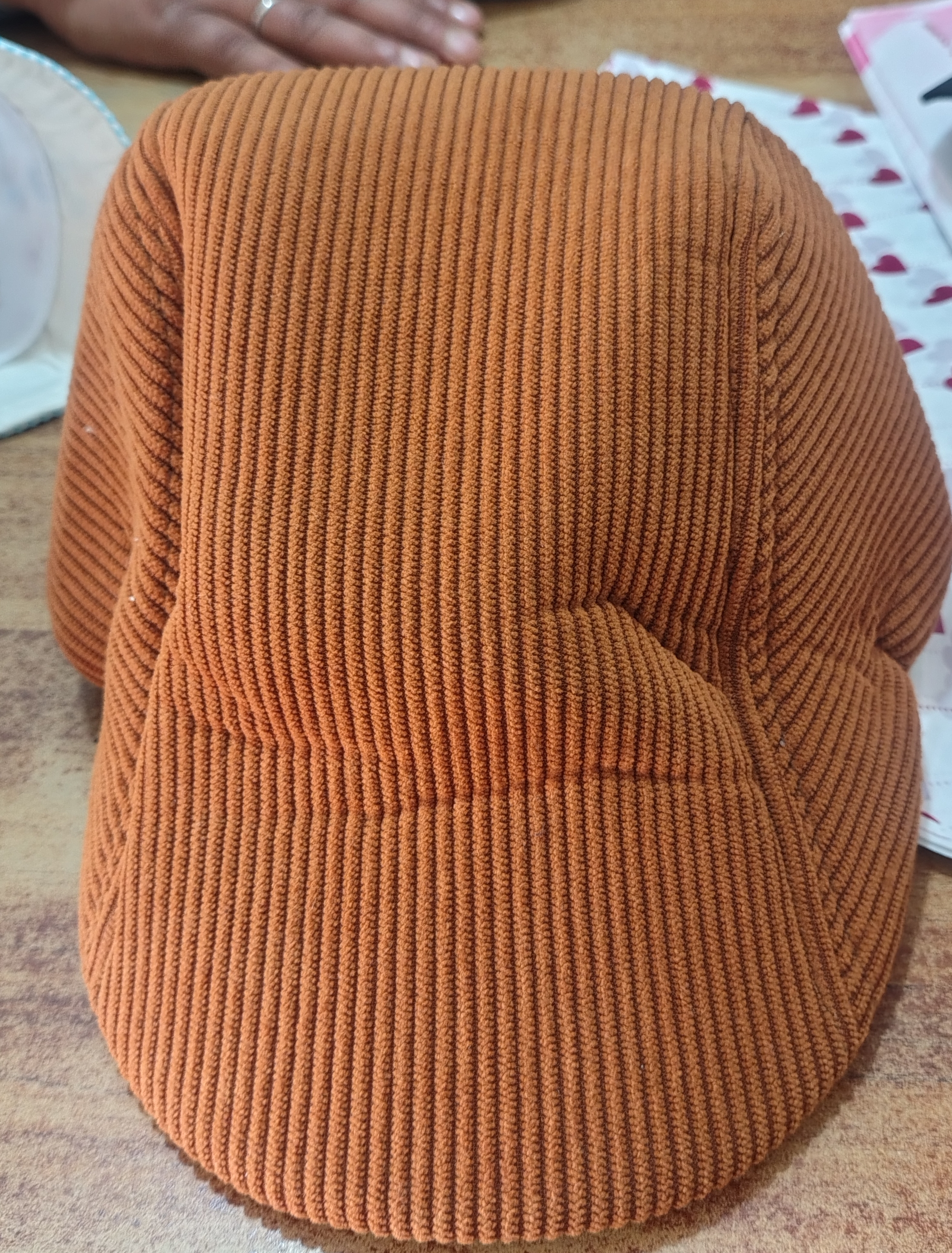 Textured Orange Corduroy Cap view 2
