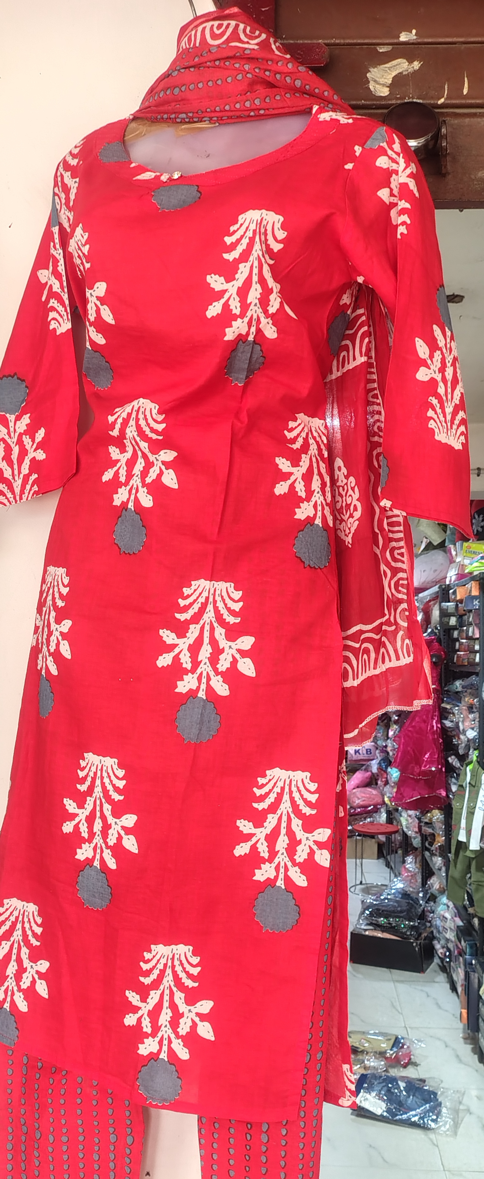 Red Floral Suit Set view 2