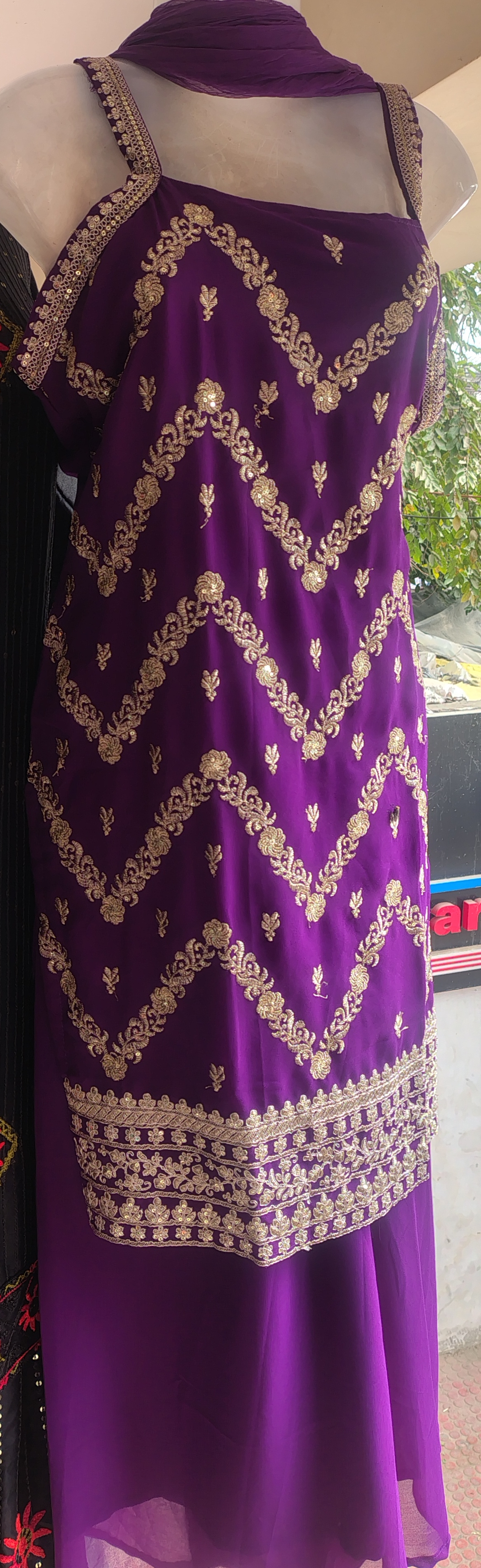 Embroidered Purple Dress view 2