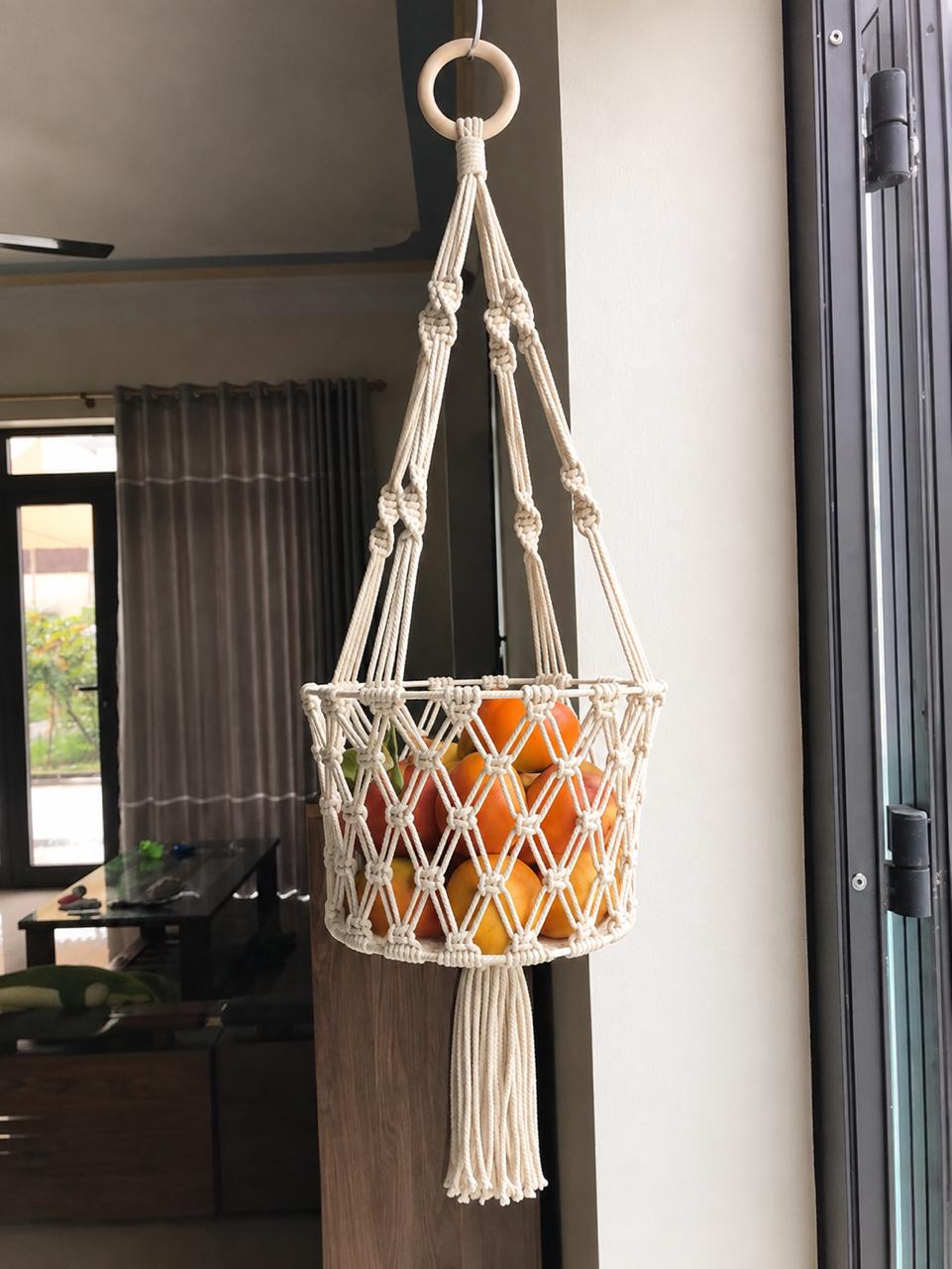 Macrame Hanging Fruit Basket view 2