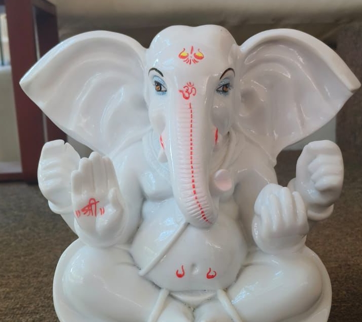 White marble Ganesh Statue view 2