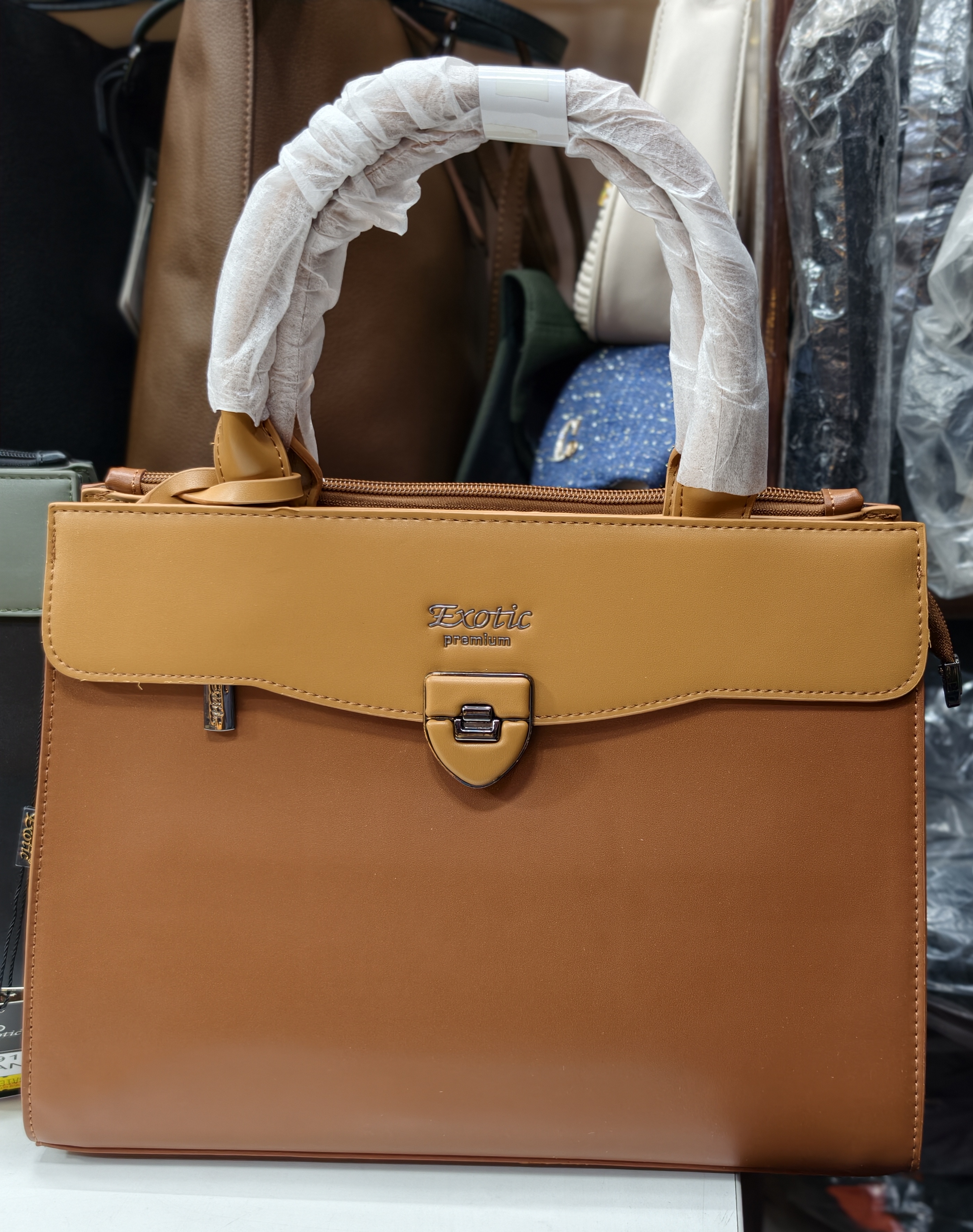 Exotic Premium Handbag Deep Tan 3 view 2