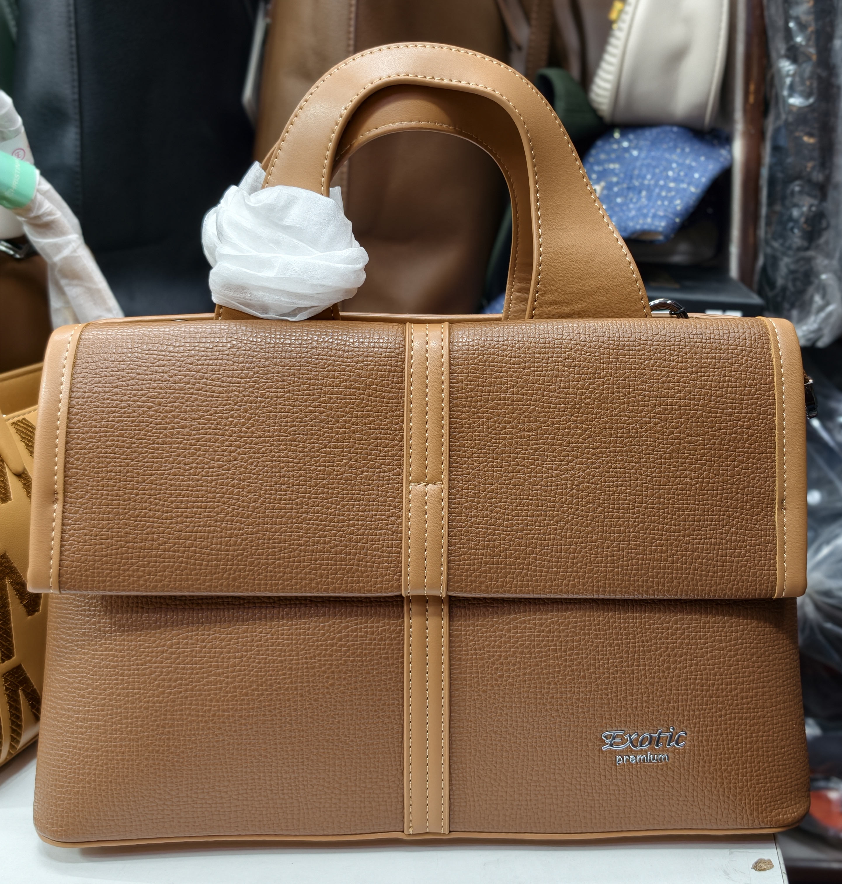 Exotic Premium Leather Bag Tan view 2