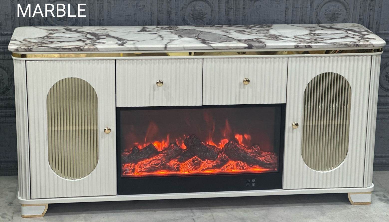 Marble Electric Fireplace by Guru Ji Interior view 2