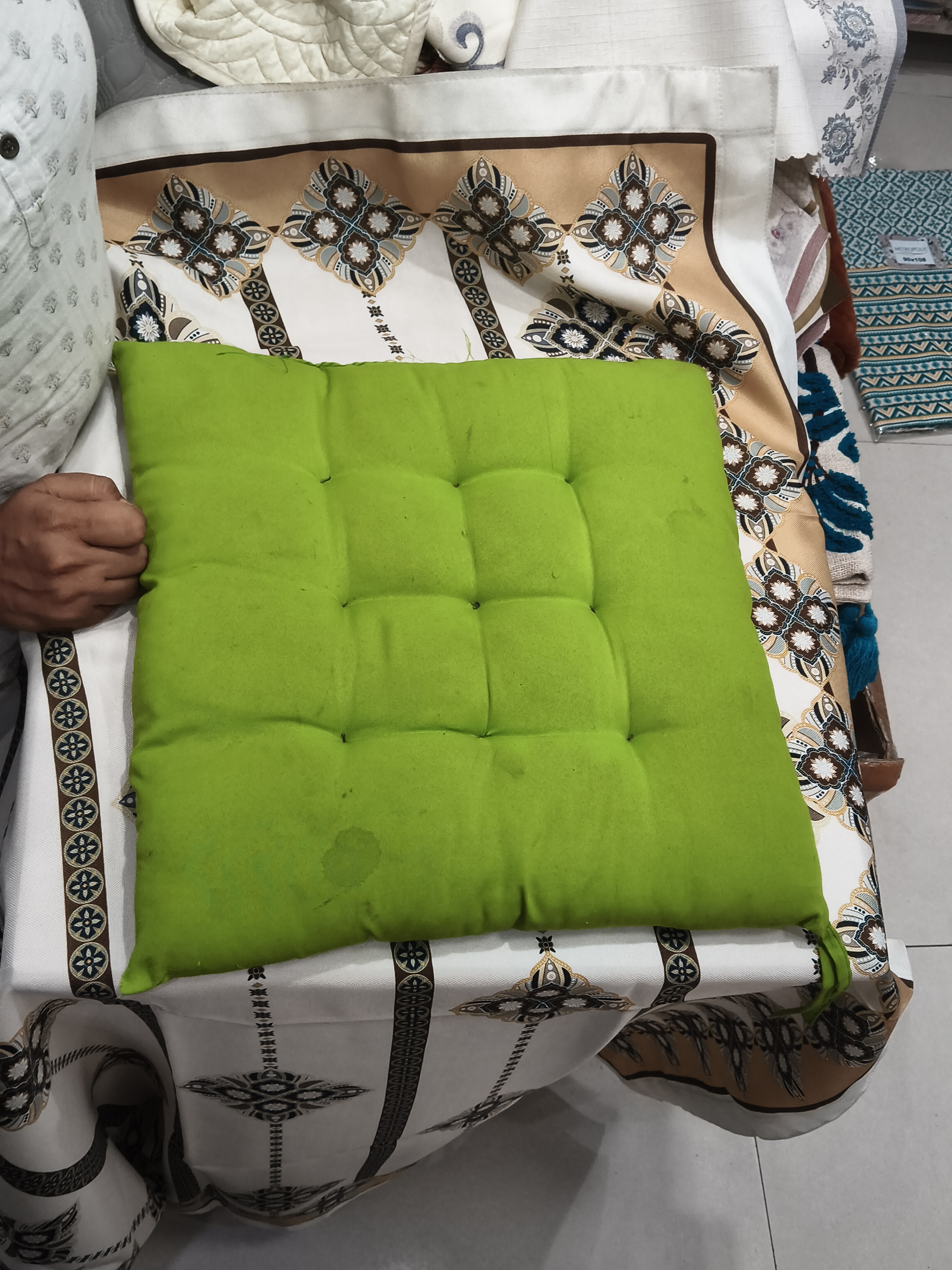 Gobind Handloom Green Cushion view 2
