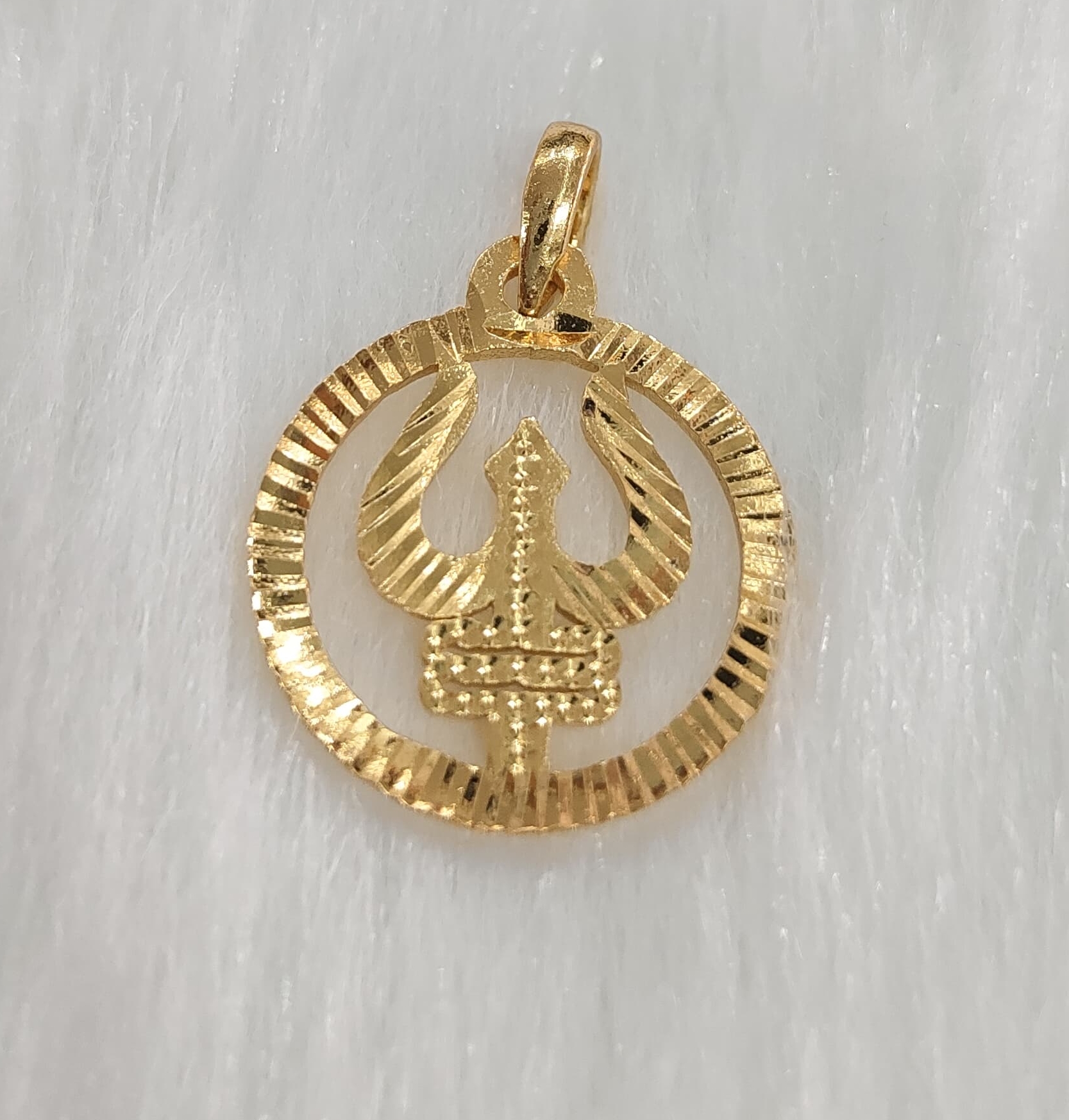 Gold plated Trishul Pendant view 2