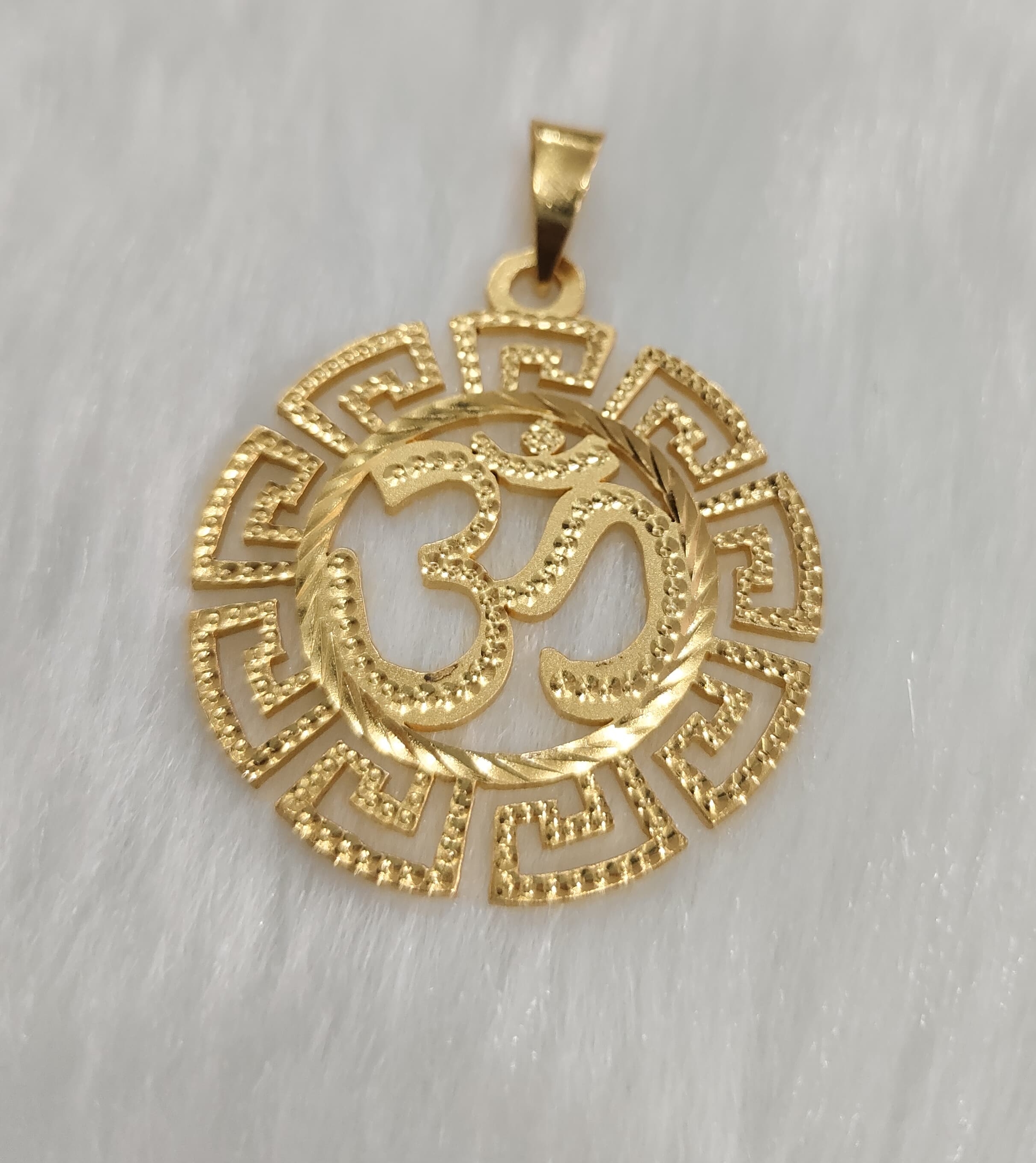 Gold Plated Om Pendant Round Shape view 2
