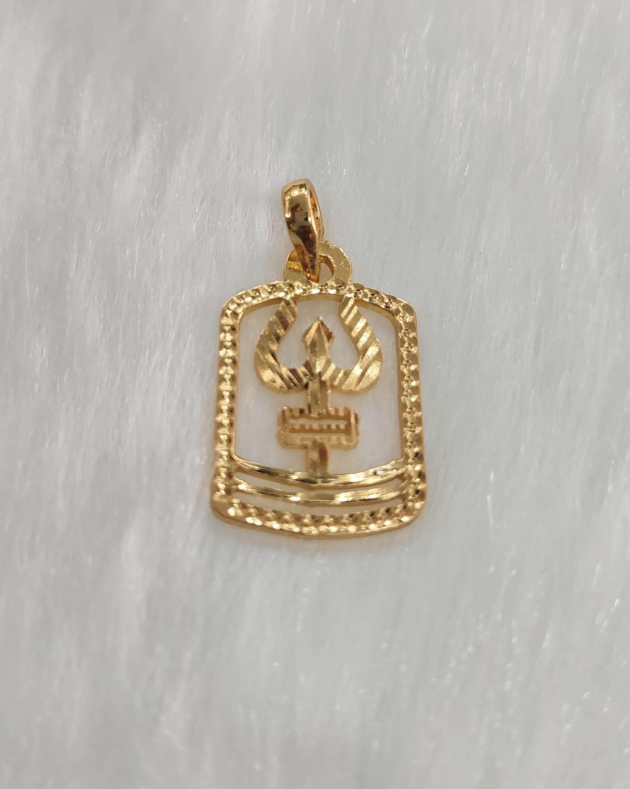 Gold Plated Trishul Pendant view 3