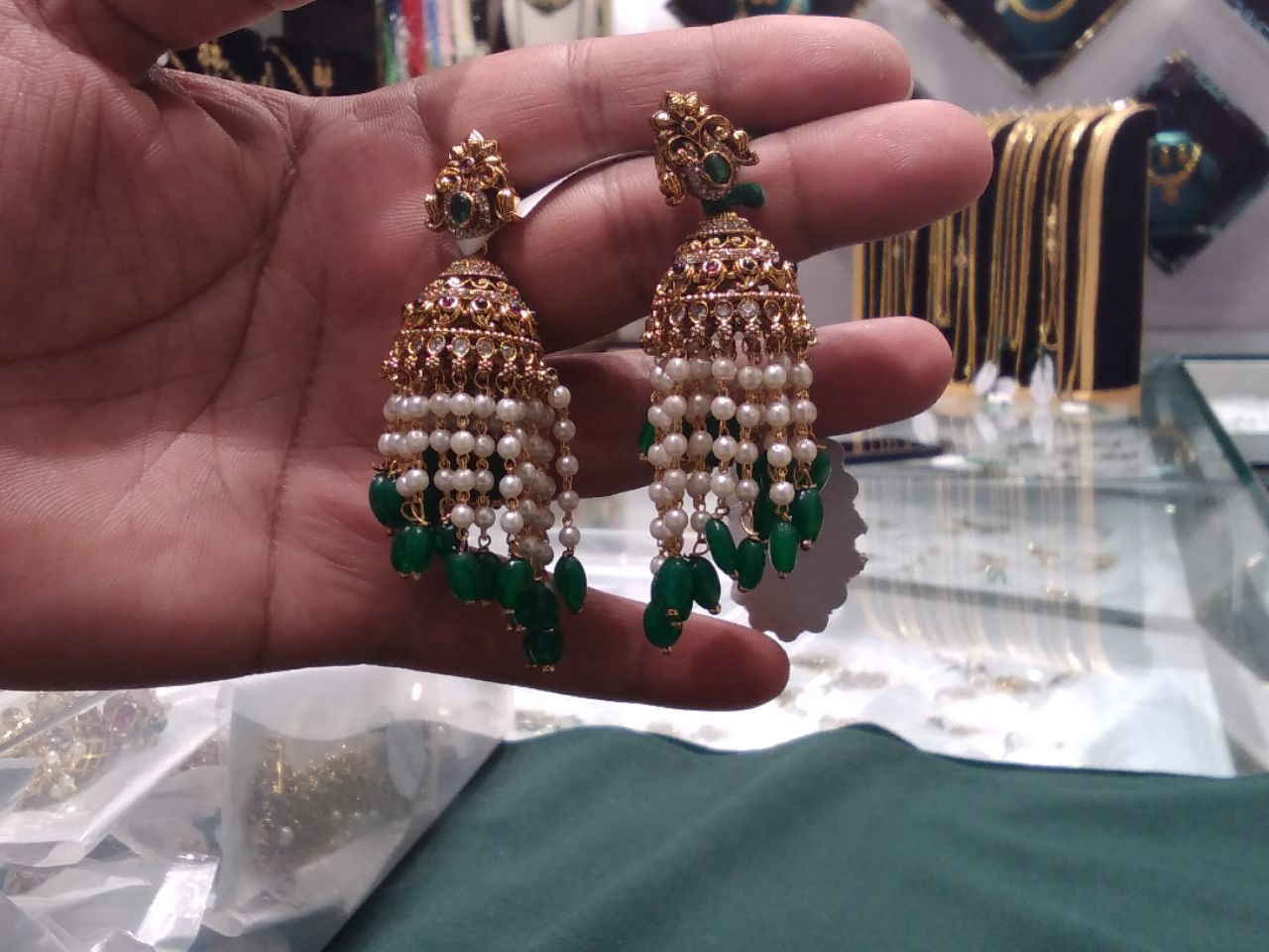 Pearl Chandbali Earrings view 2