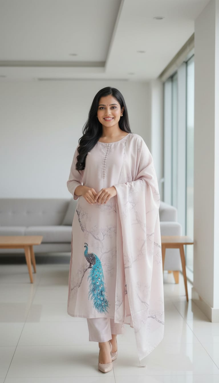 Straight Suit With Printed Dupatta