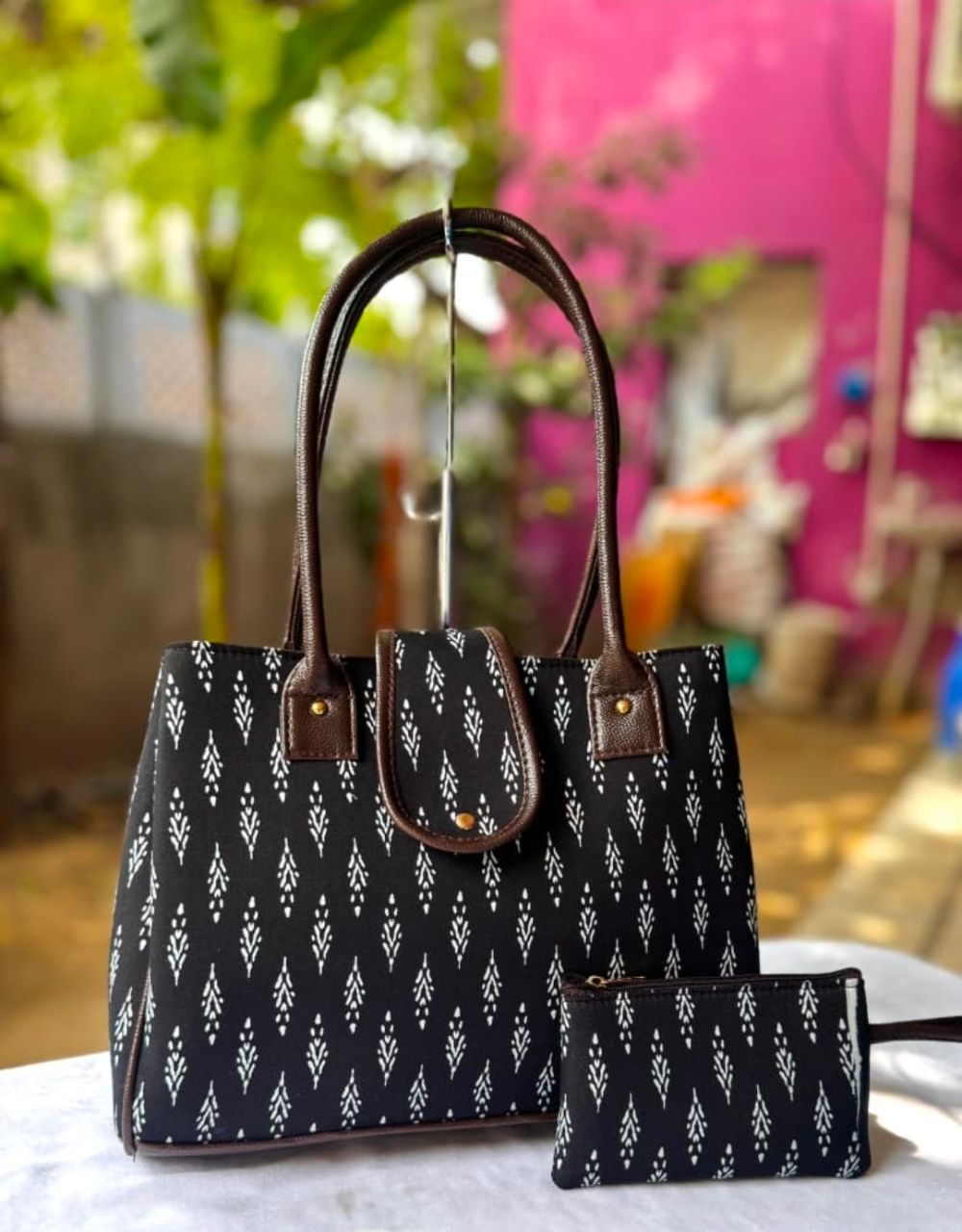 Trendy Black Canvas Tote Bag