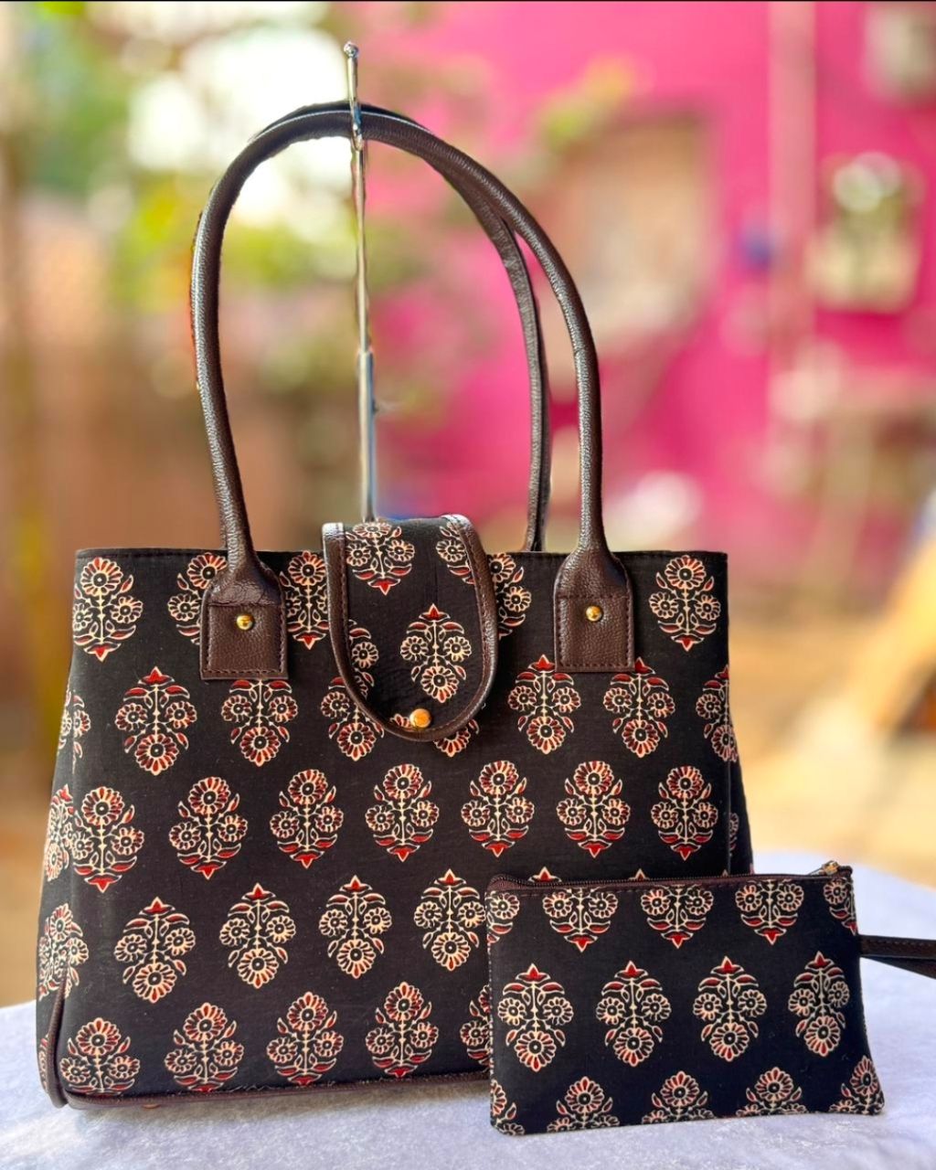 Flower Print Tote Bag