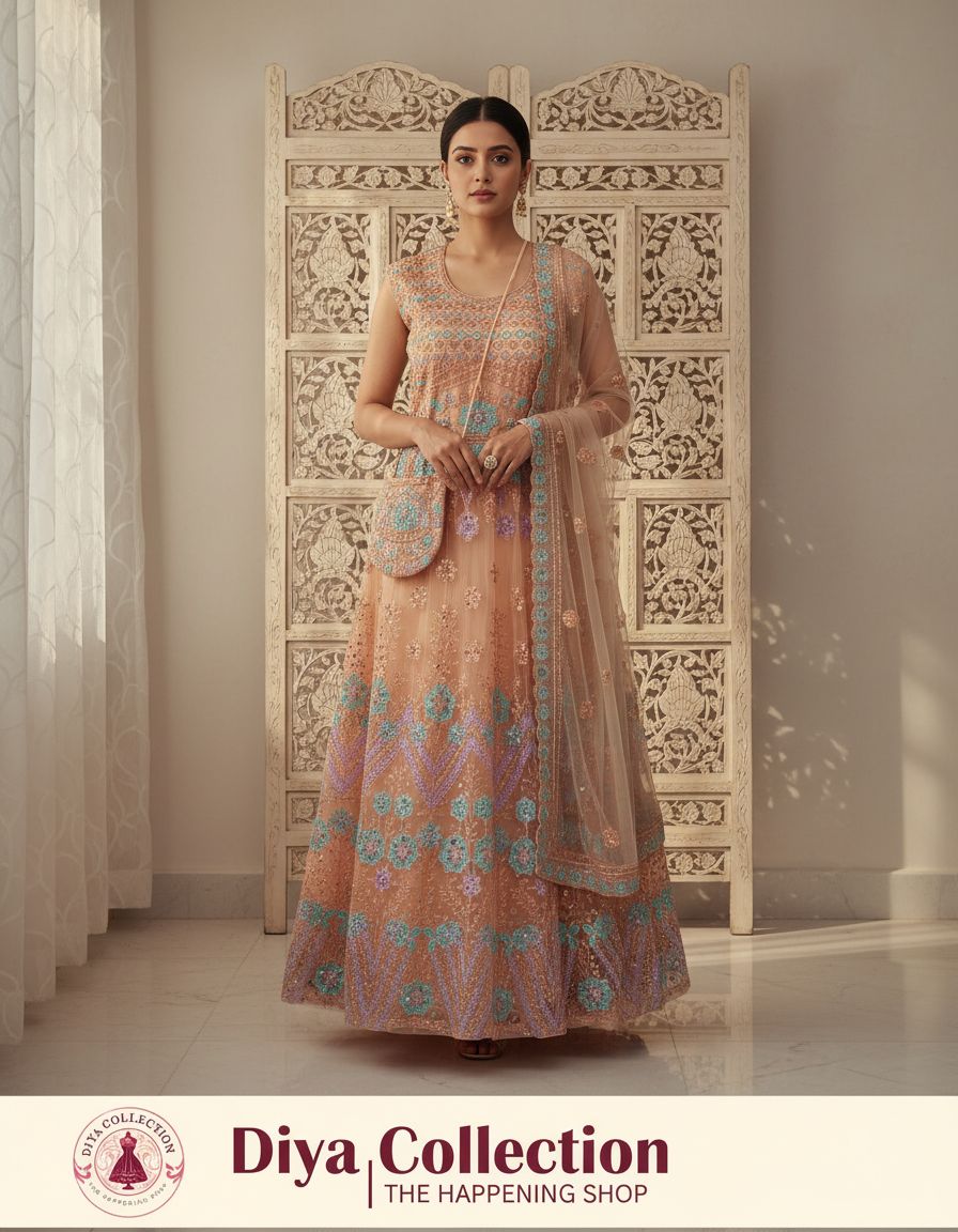 Embroidered Anarkali Set