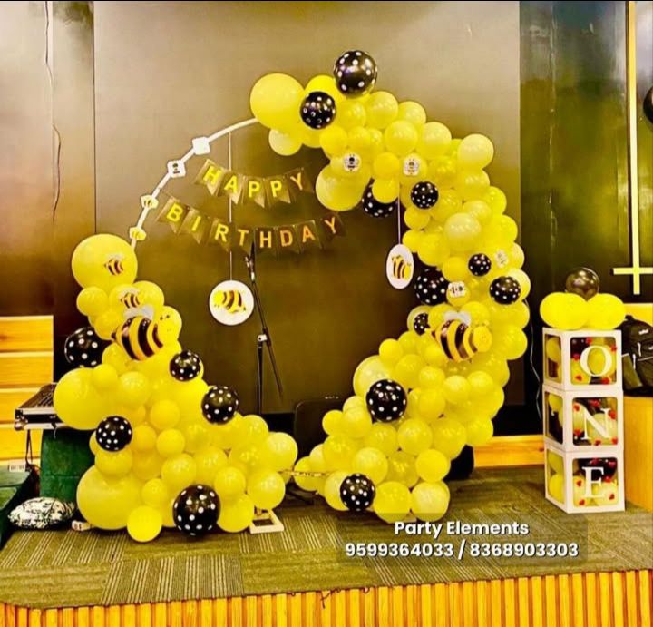 Bee-Themed Birthday Balloon Arch