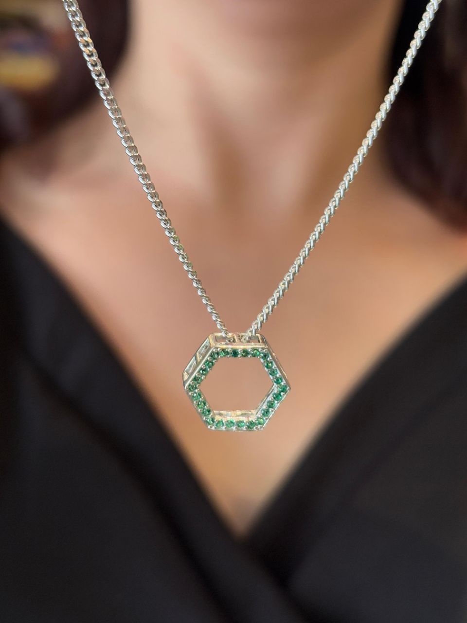 Hexagon Pendant Chain Necklace view 2