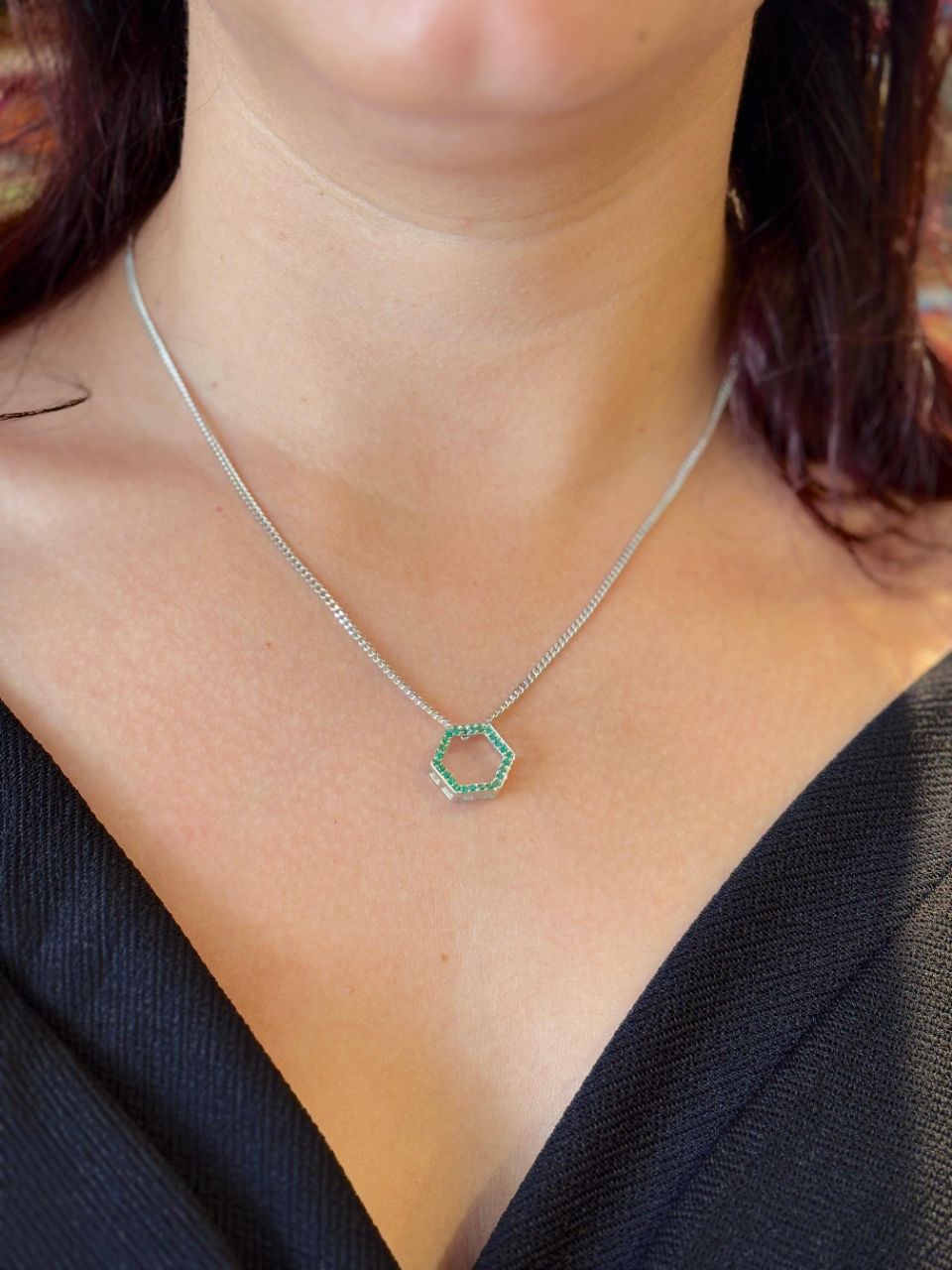 Hexagon Pendant Chain Necklace view 3