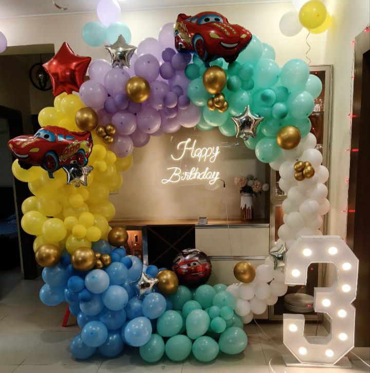 Car Theme Vibrant Balloon Arch