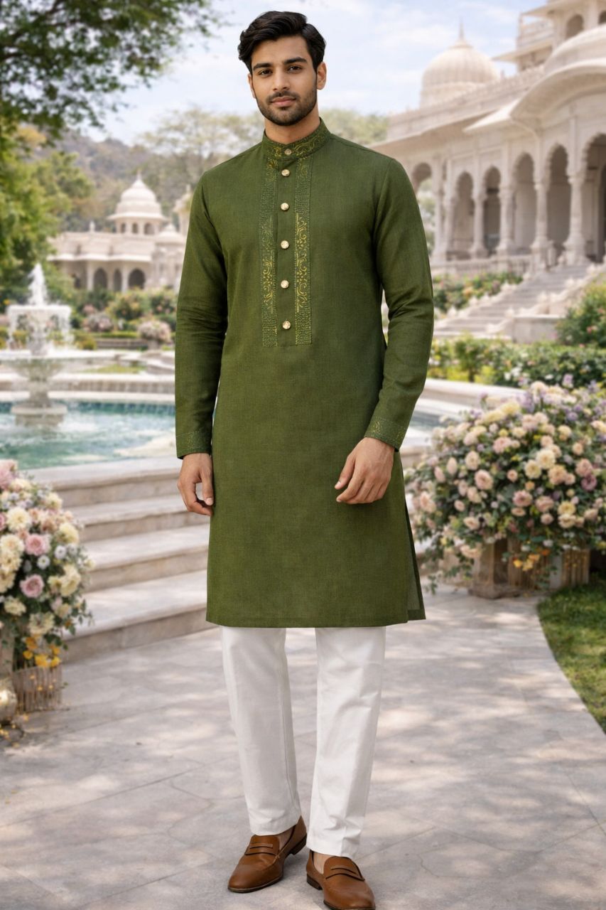 Mens Green Jodhpuri Kurta