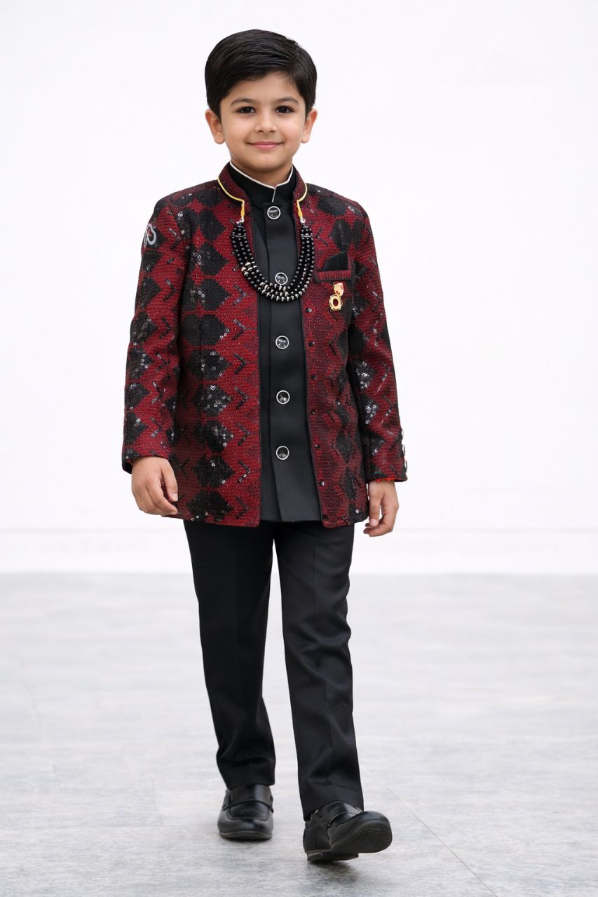 Kids Jodhpuri Textured Suit