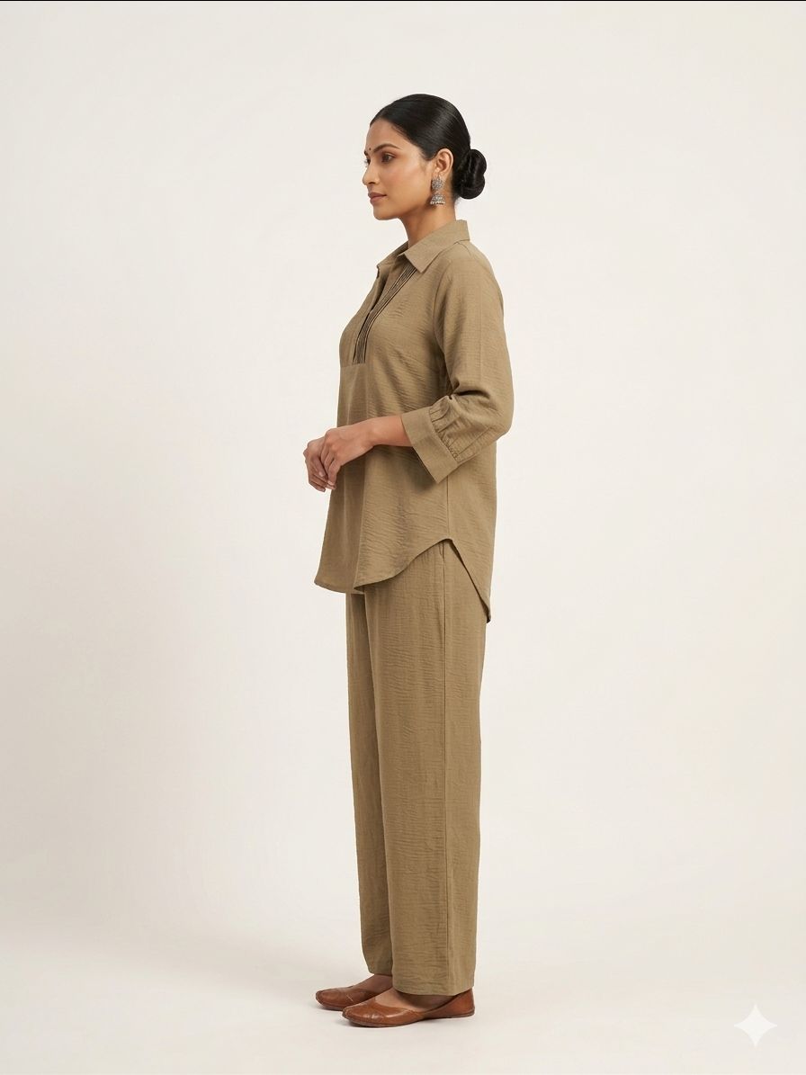 Linen Cotton Pintuck Co-ord Set view 2