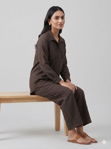 Pintuck Brown Co-ord Set view 3