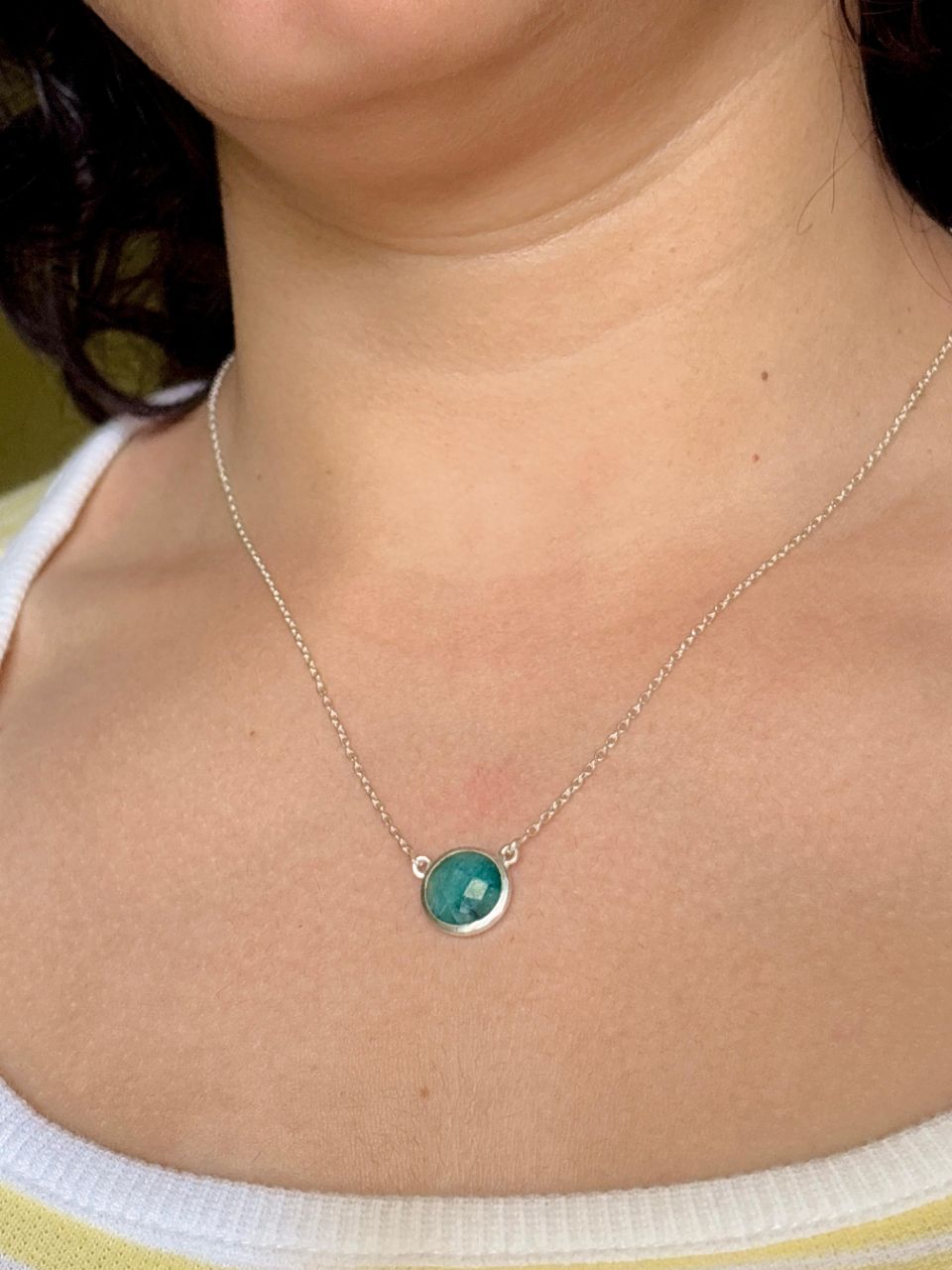 925 Silver Chain Pendent with Green Selenite view 2