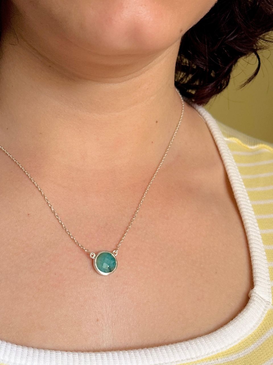 925 Silver Chain Pendent with Green Selenite view 3