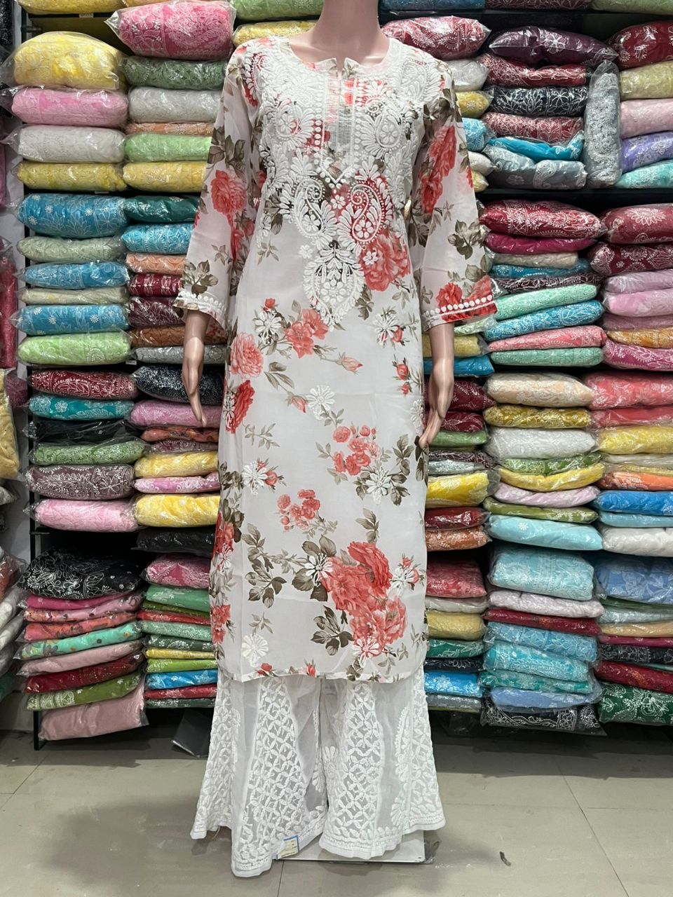 Floral Chikan Kurta Set