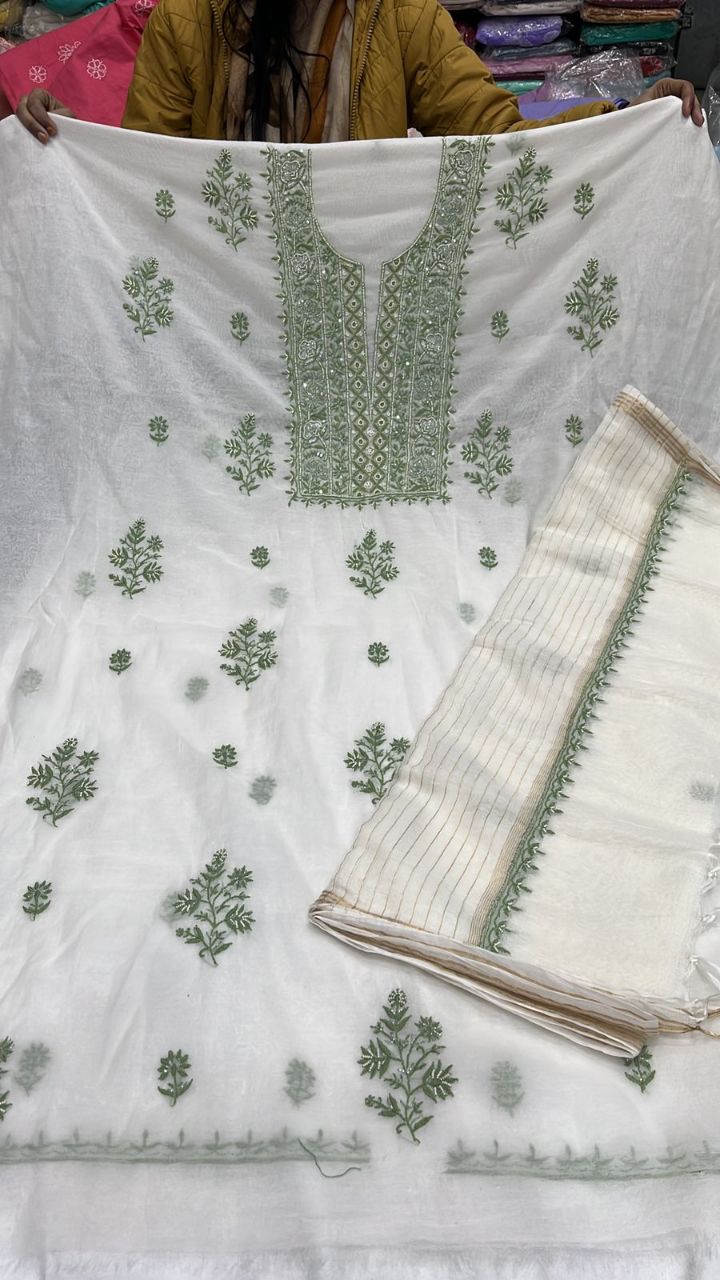 Chikan Embroidered Unstitched Suit
