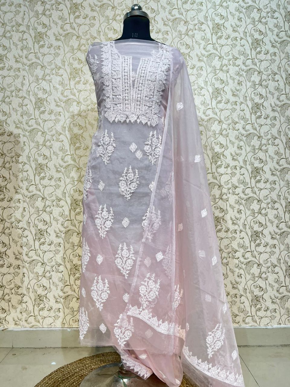 Chikankari Suit Set Organza