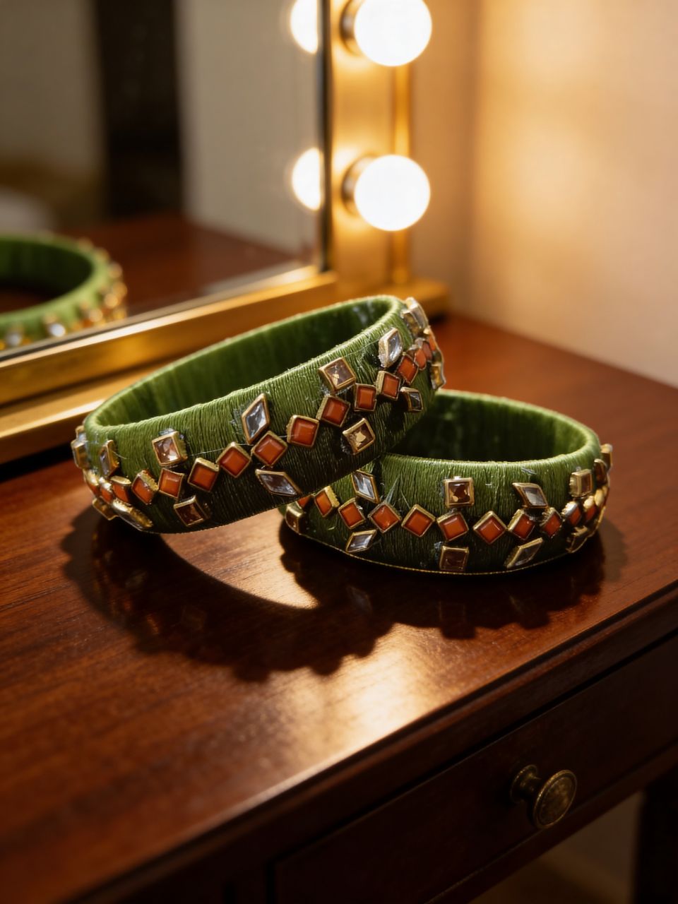 Embellished Green Bangles