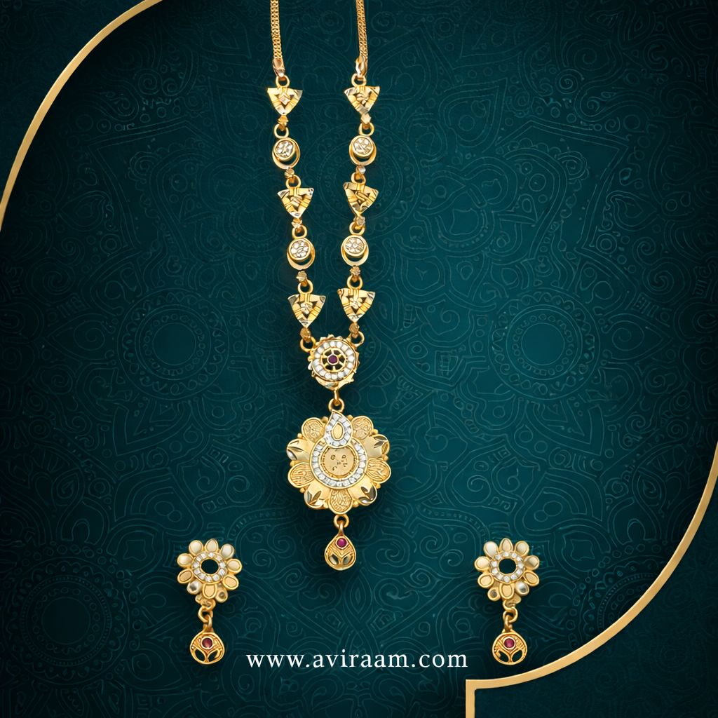 Traditional Gold Necklace Set 01 view 3