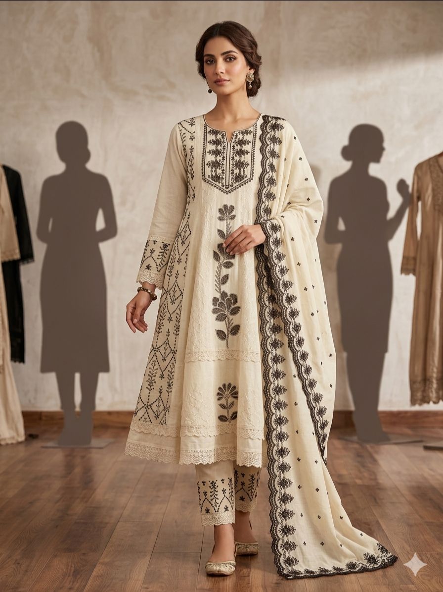 Embroidered Dupatta Set