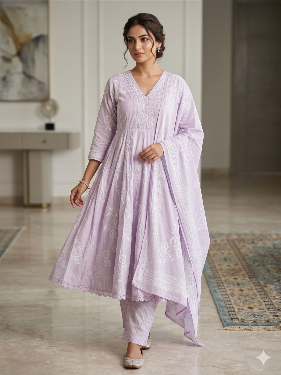 Embroidered Anarkali Suit Set