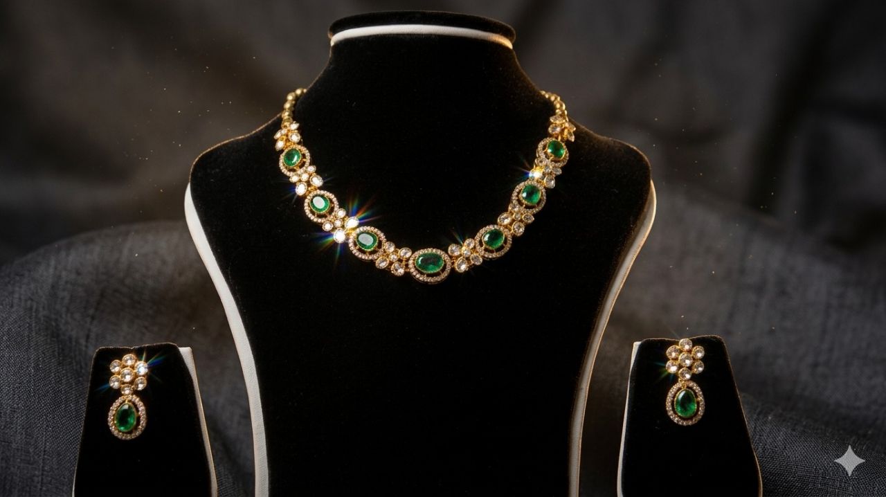 Minimalist Single Line Polki Set (925 Silver) view 3