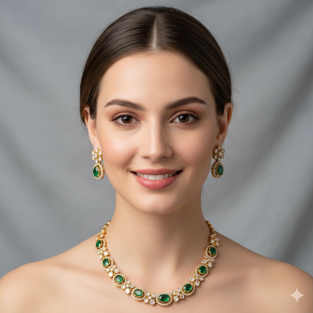 Minimalist Single Line Polki Set (925 Silver) view 2