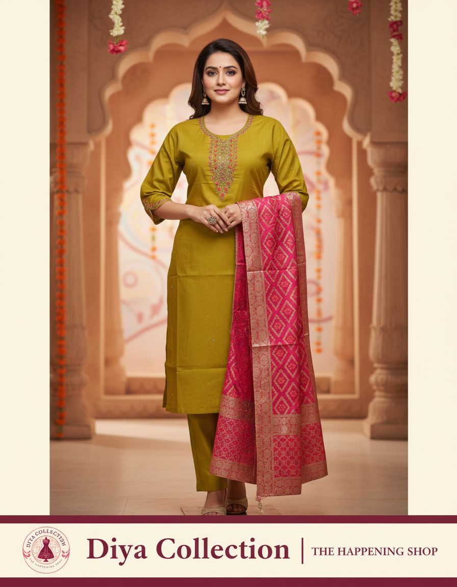 Elegant Kurta Set with Banarasi Dupatta
