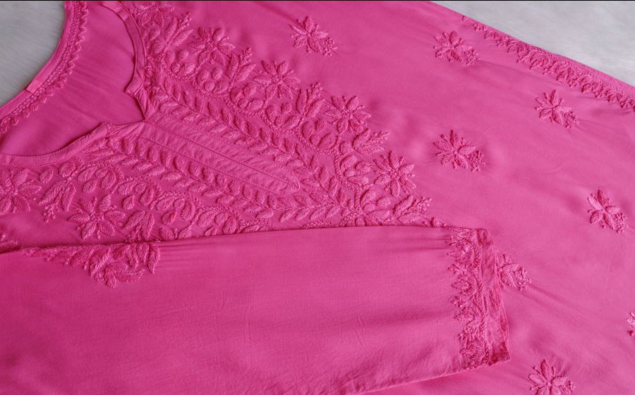 Tone To Tone Modal Handwork Short Kurti. view 2
