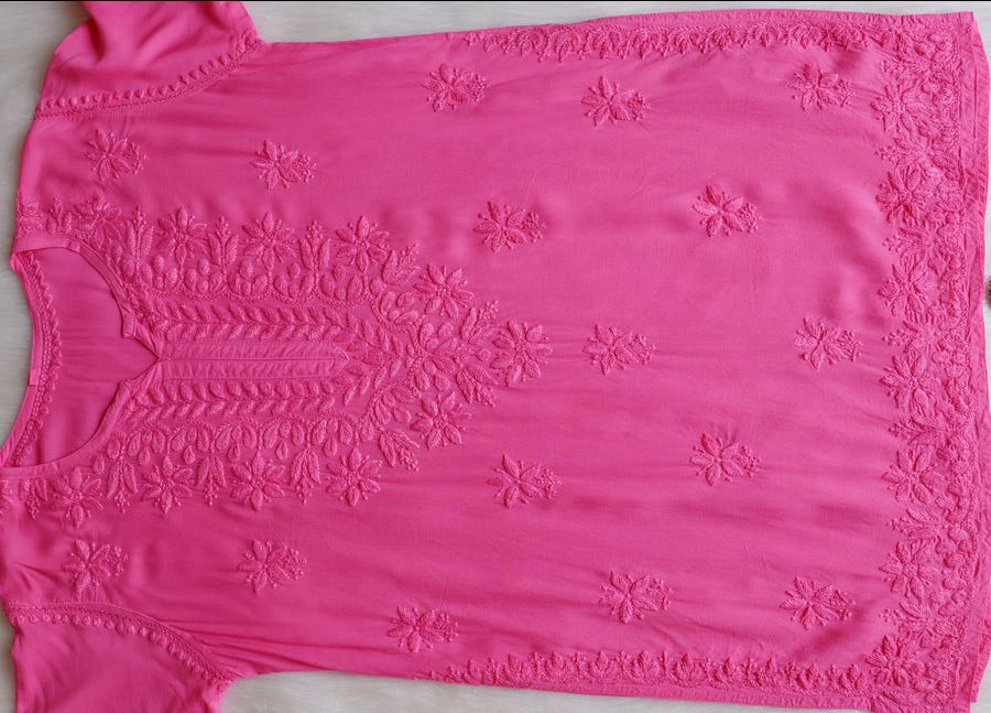 Tone To Tone Modal Handwork Short Kurti. view 3