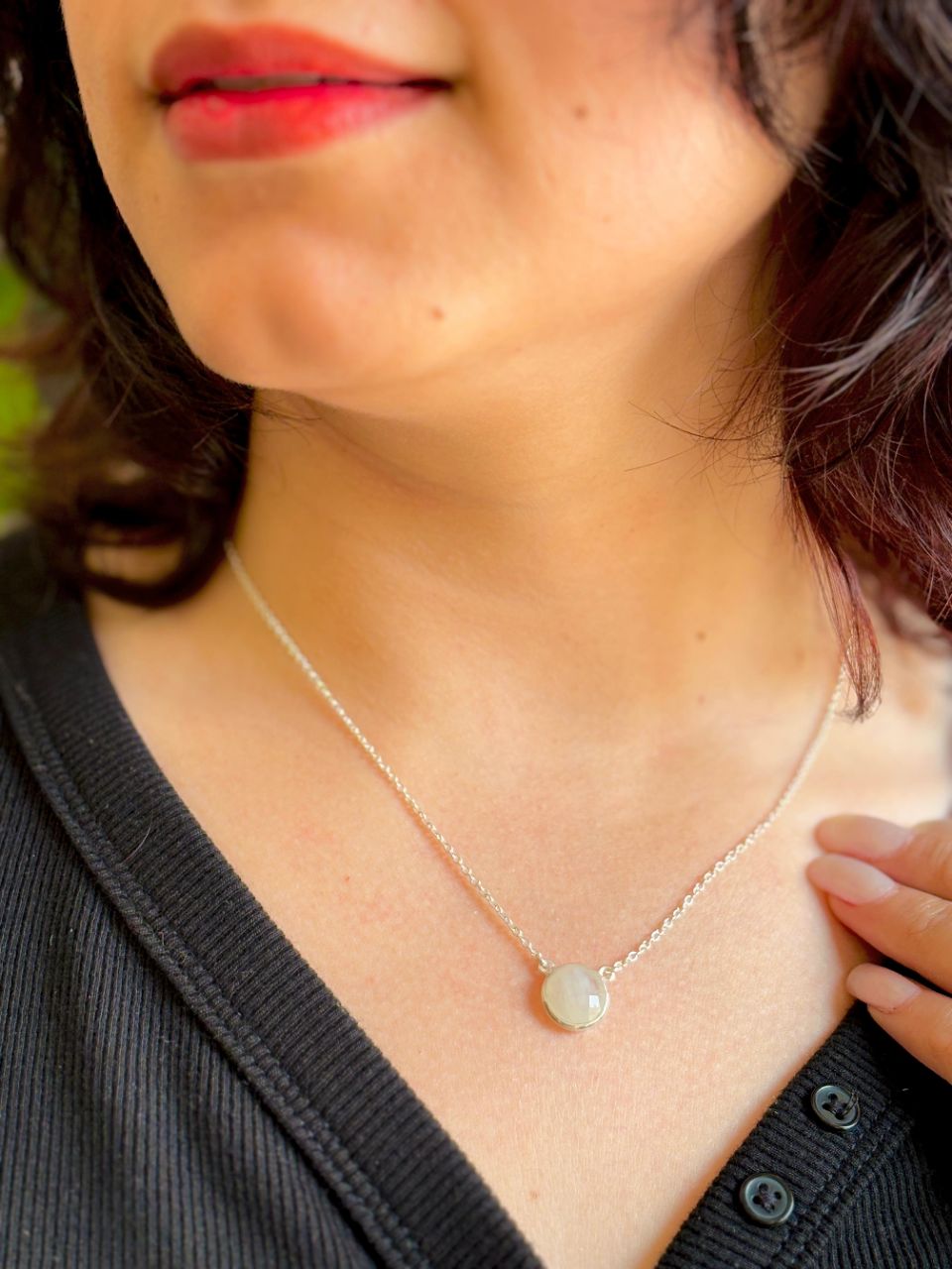 Silver Necklace with Moonstone view 3