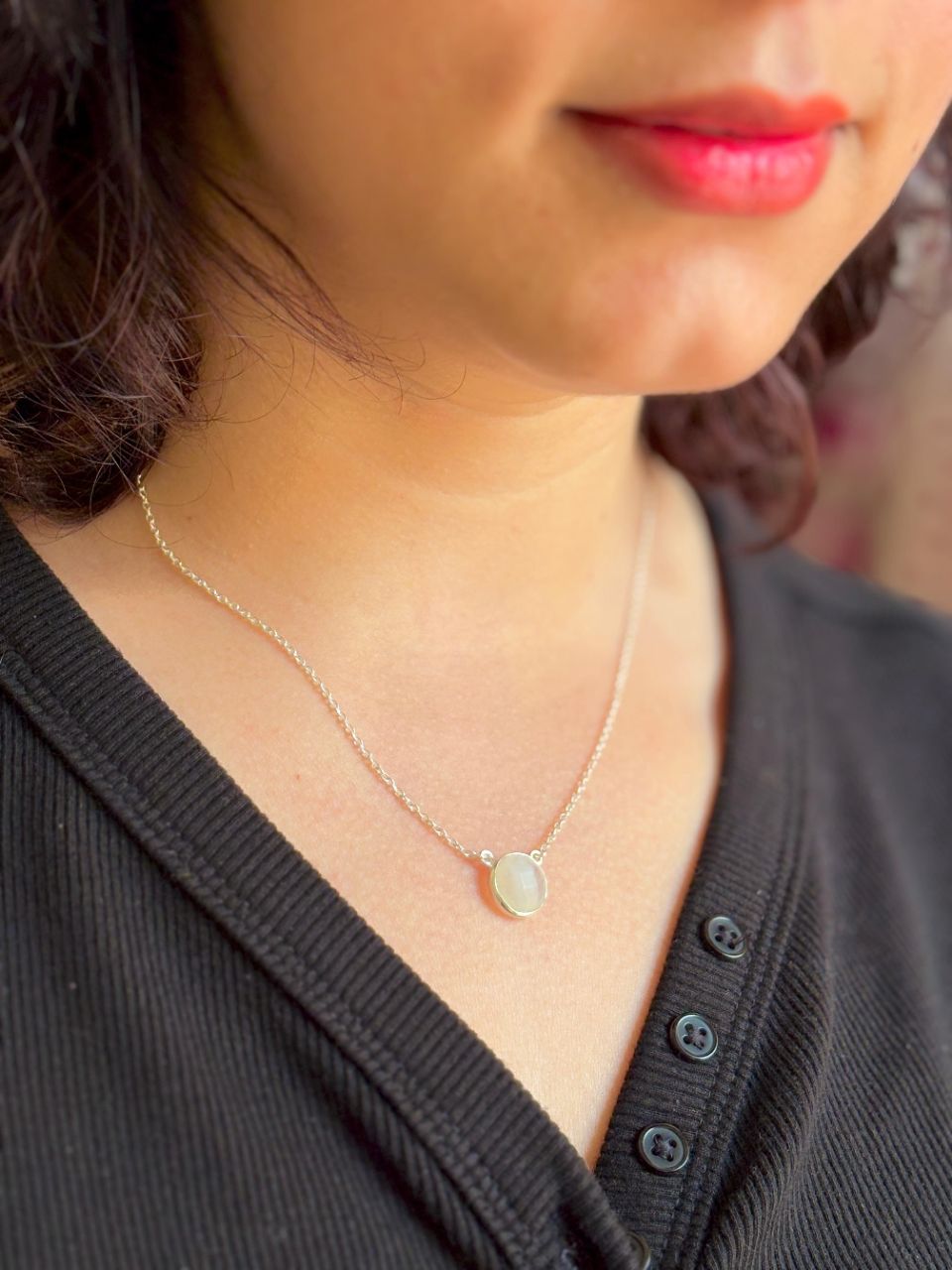 Silver Necklace with Moonstone view 2