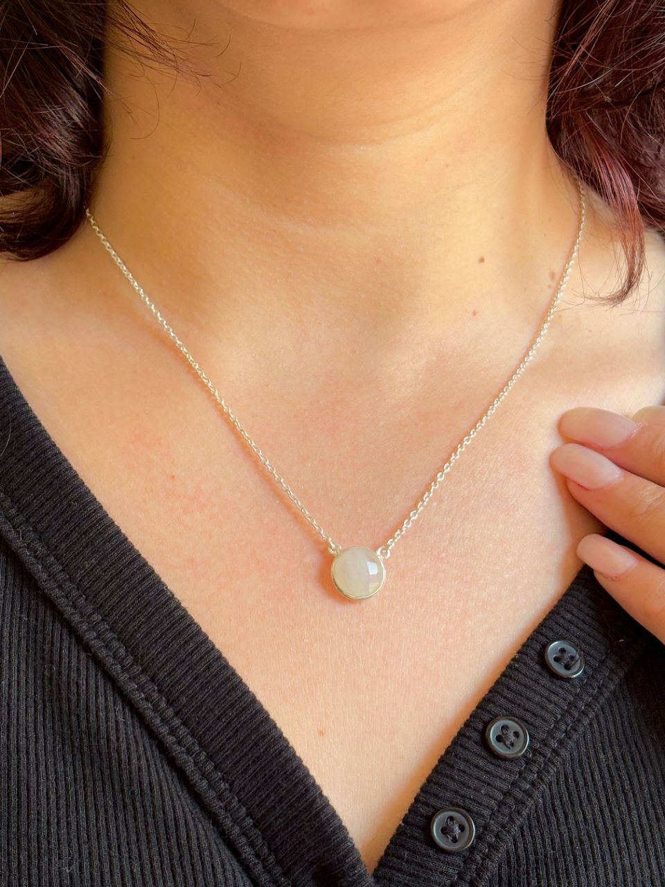 Silver Necklace with Moonstone view 4