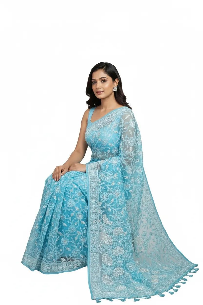 Chikankari Saree Chiffon