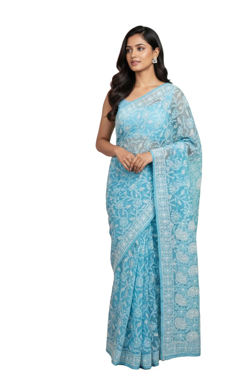 Chikankari Saree Chiffon view 2