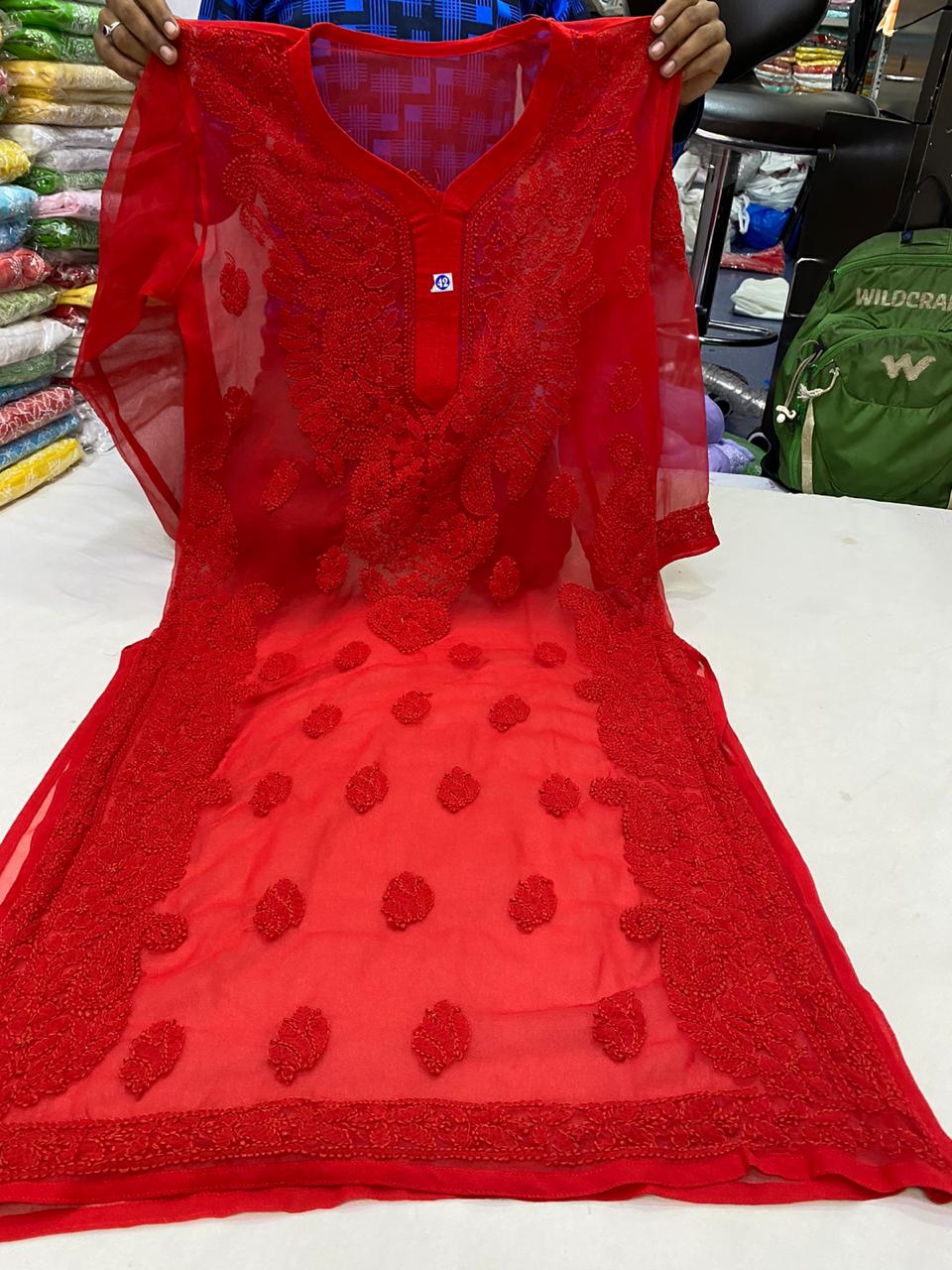 Chiffon Chikankari Kurti view 4