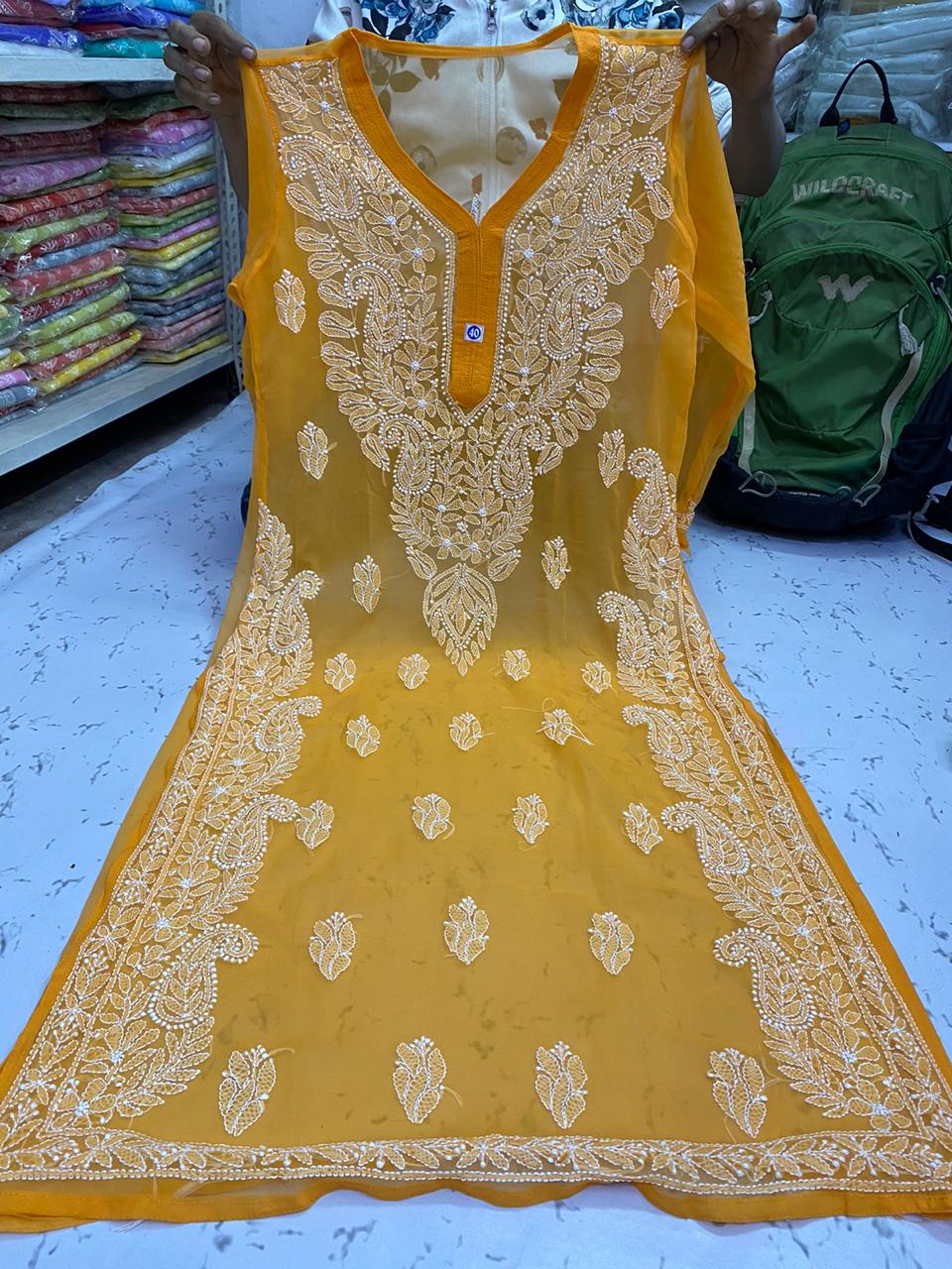 Chiffon Chikankari Kurti view 6
